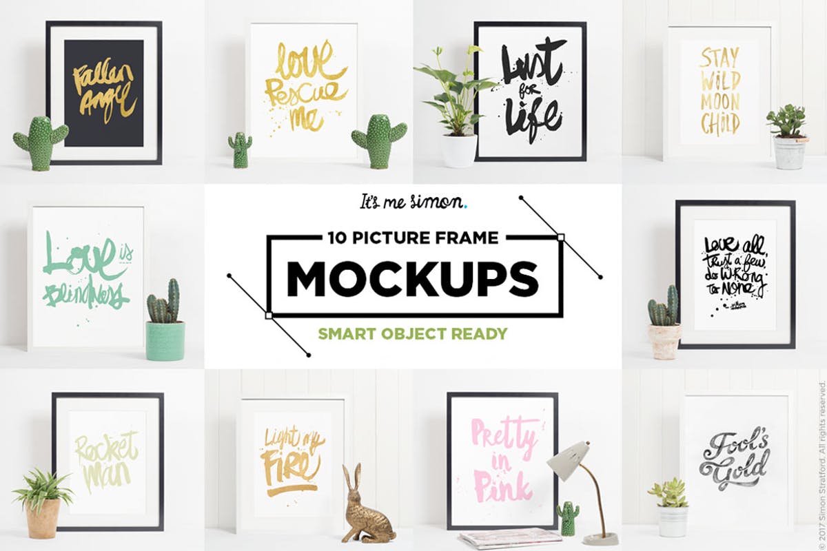 10款简约现代的画框展示样机模板 10 Picture Frame mockups插图