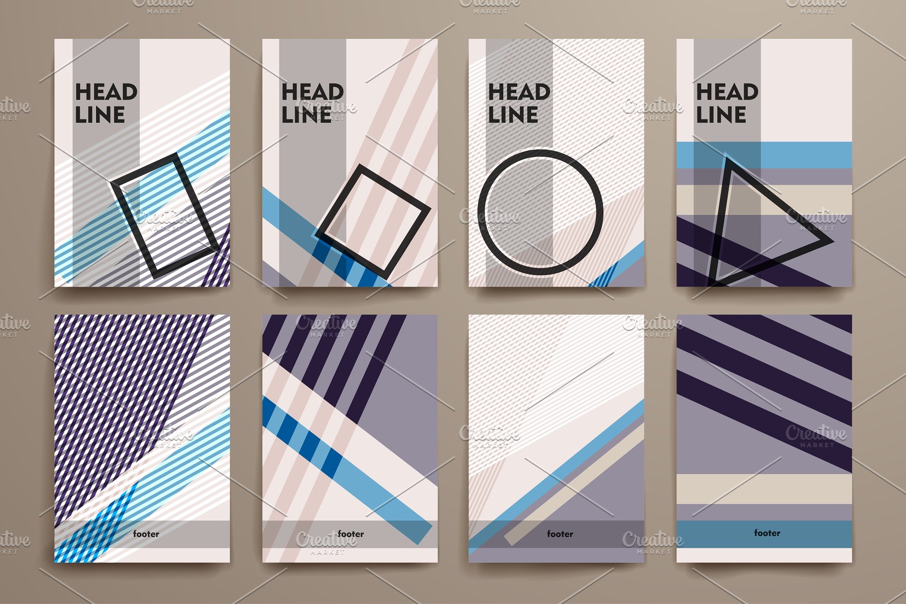 抽象图形背景小册子模板 Set of Beautiful Brochures插图(3)