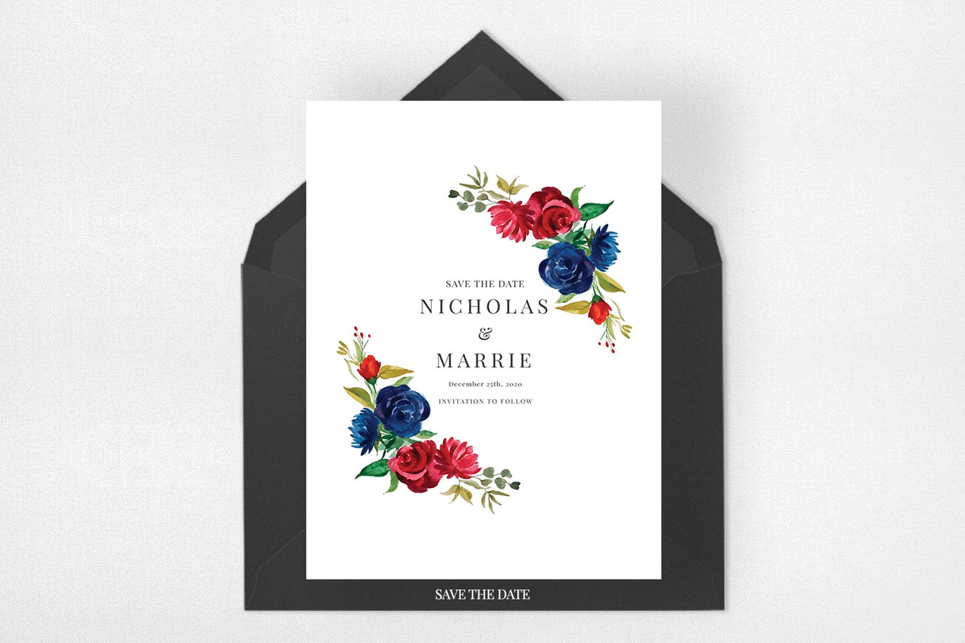 勃艮第红＆海军蓝婚礼设计素材套件 Burgundy & Navy Wedding Suite插图(4)