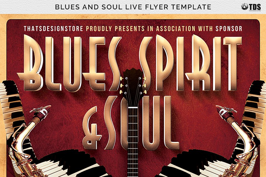 蓝调&灵魂音乐节活动海报传单设计模板 Blues and Soul Live Flyer PSD插图(6)
