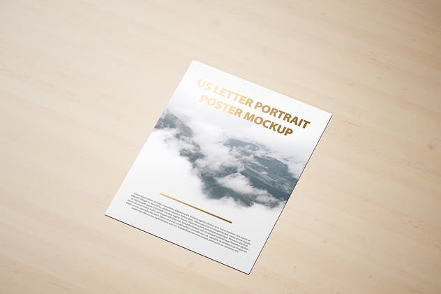 美国信纸规格海报传单/信头样机 US Letter Portait Flyer / Letterhead Mockup插图(14)