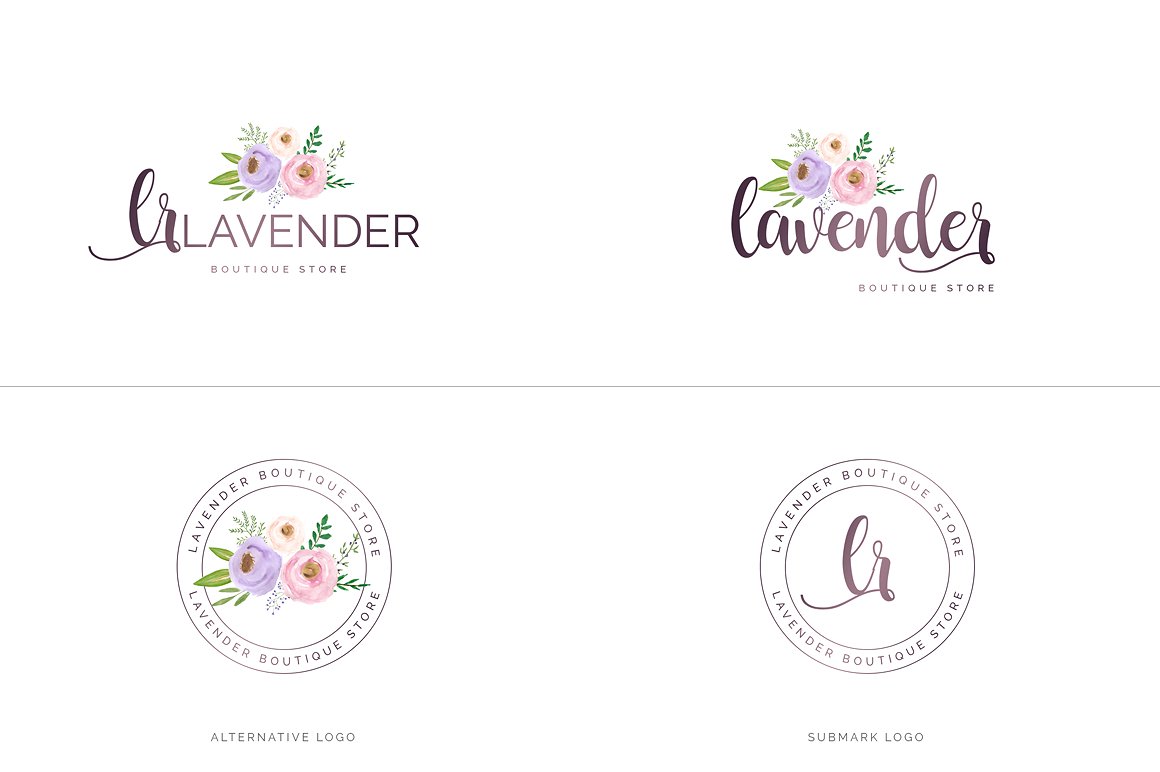 超级水彩风 Logo 设计素材包 Watercolor Premade Branding Logo Kit [模板、纹理&元素]插图(50)