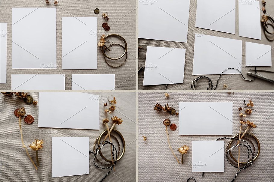 乡村婚礼邀请物料样机 Rustic Wedding Invitation Mockup插图(2)