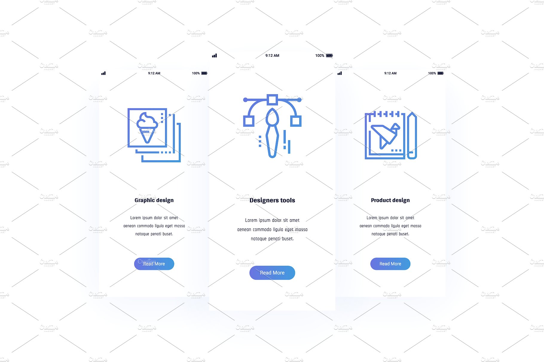 APP闪屏界面启动界面概念插画 Design Metaphors Cards插图