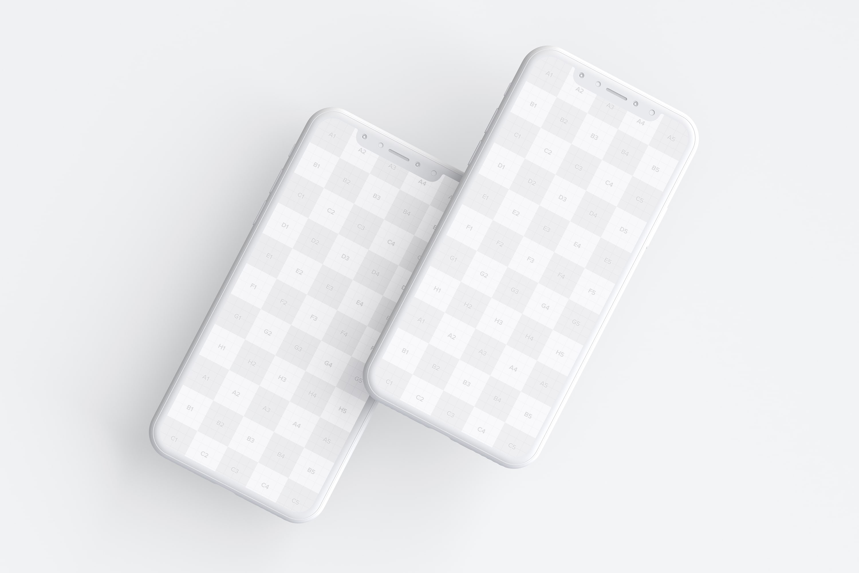 iPhone X手机双屏幕预览样机模板04 Clay iPhone X Mockup 04插图(1)