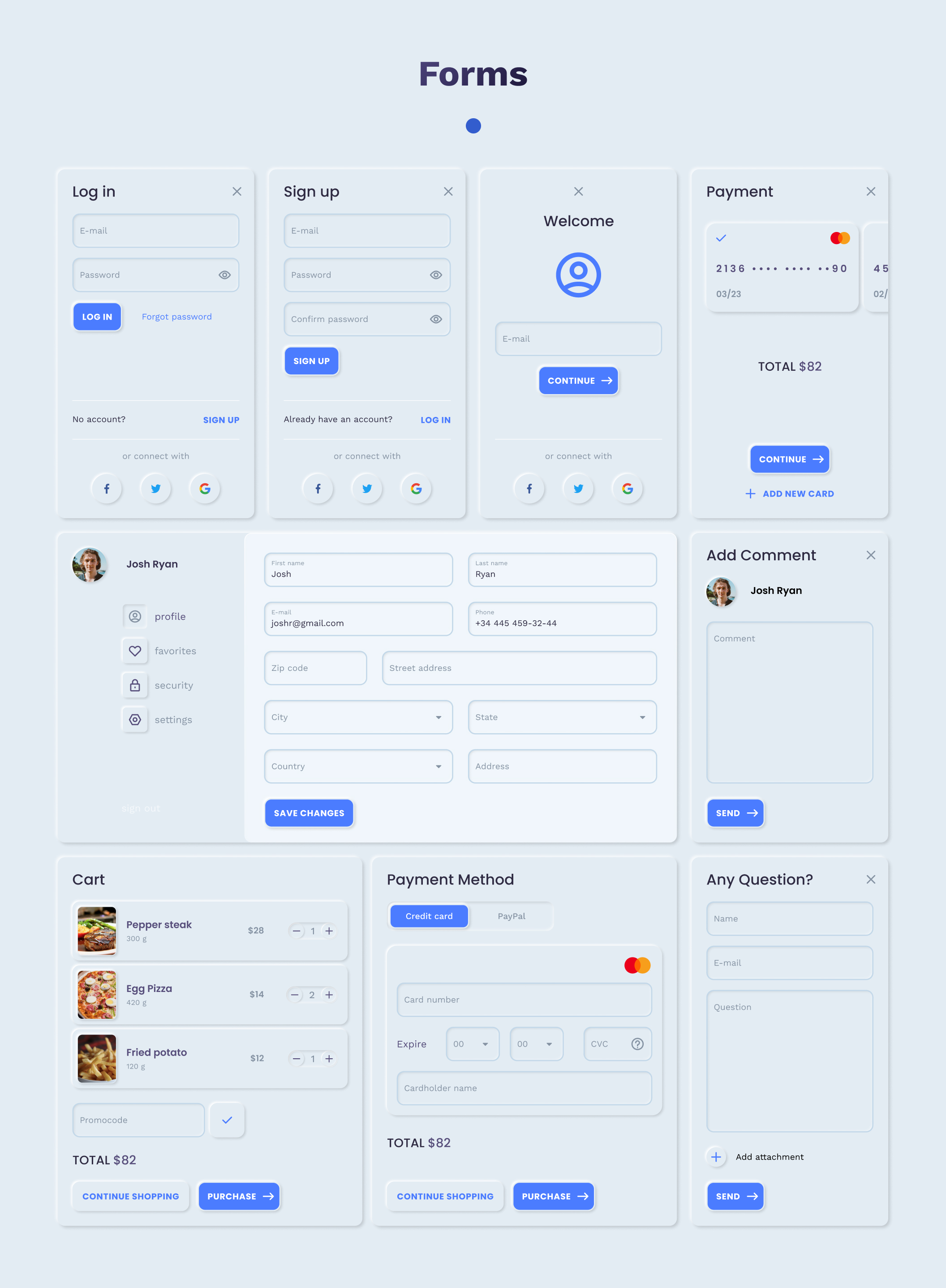 素材库下午茶:Messenger/博客/送餐服务/教育类APP应用设计UI套件插图(9)