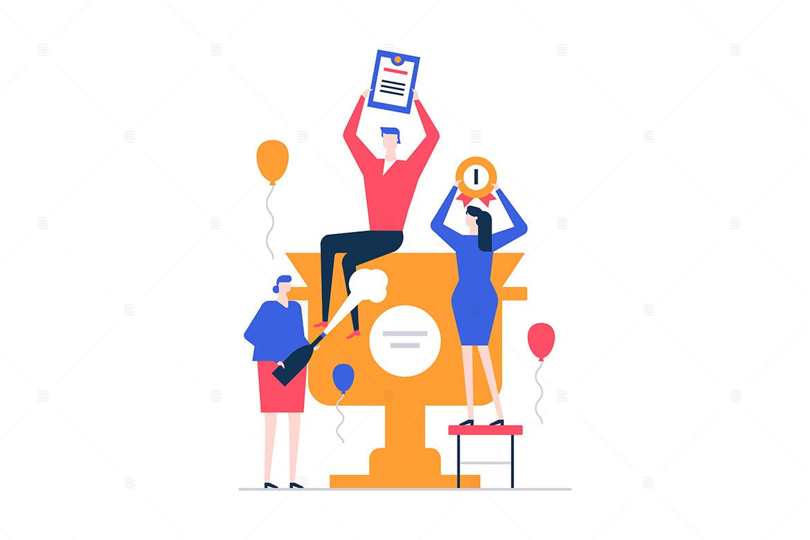 商业成功主题扁平设计风格矢量插画 Business success – flat design style illustration插图(1)