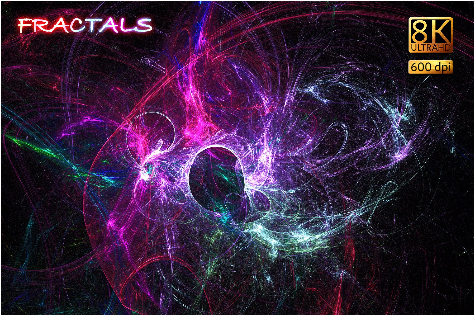 8K超高清分辨率不规则梦幻线条叠层背景 8K Fractals插图