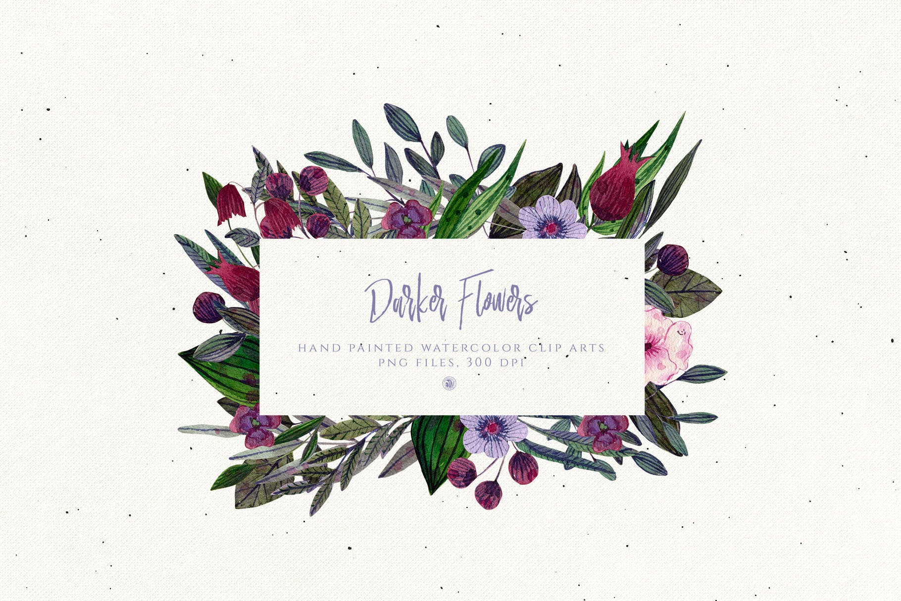 暗色手绘水彩花卉剪贴画PNG素材 Darker Flowers插图(5)