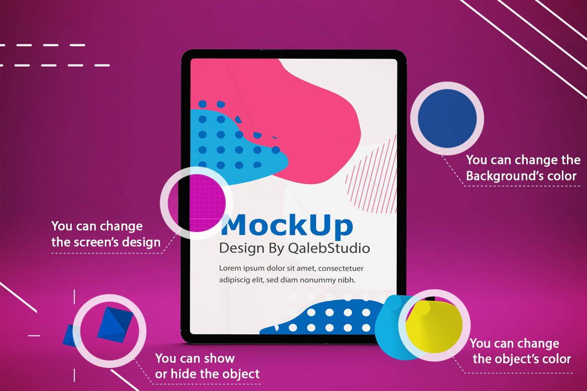 iPad Pro平板电脑UI设计屏幕预览效果图样机 Abstract iPad Pro Mockup插图(1)