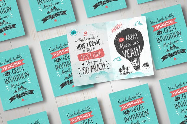 创意节日派对邀请函/贺卡样机 Invitation / Greeting Card Mock-Up插图(8)