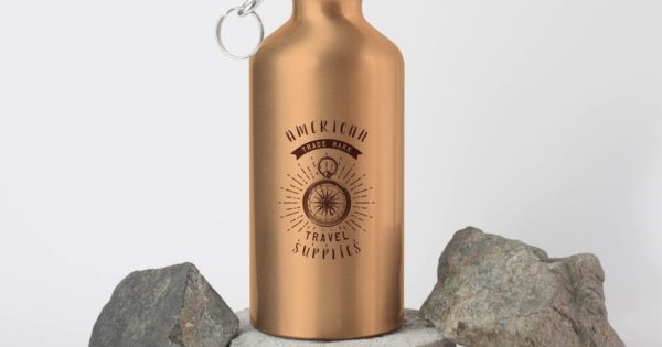 铝制运动水杯外观设计效果图素材库精选 Aluminium Sport Bottle Mock Up