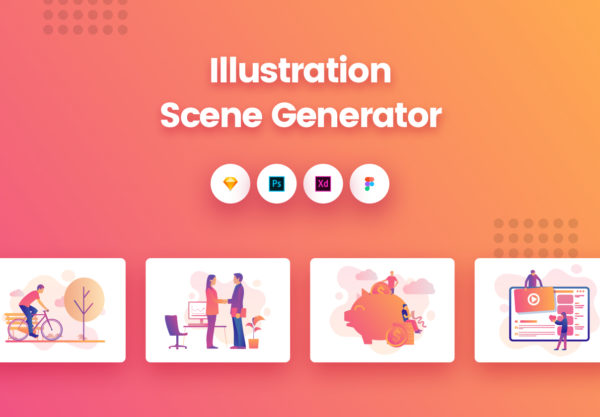 素材库下午茶：时尚高质量的场景组件生成器[Sketch,XD,fig,PSD]