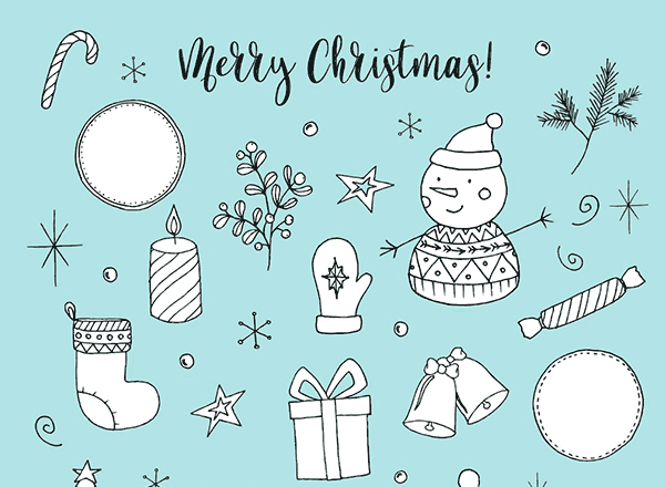 可爱的手绘圣诞节元素 Hand-drawn Christmas Doodles