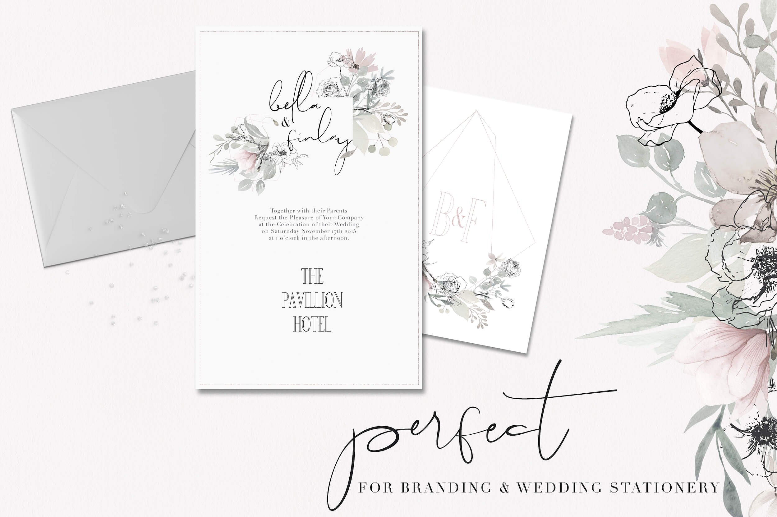 淡雅手绘素描花卉剪贴画 Bloom & Flourish – Floral Clipart插图(7)