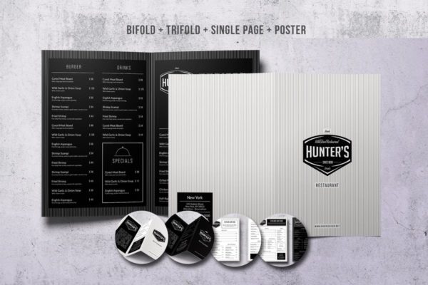 极简主义优雅西餐厅菜单设计模板套装 Minimal Elegant Menu Big Bundle