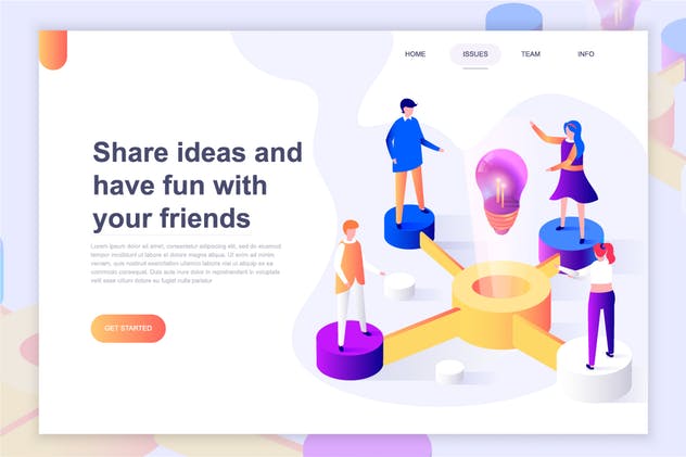 扁平设计风着陆页等距概念插画 Landing Page Templates Isometric Concept插图(9)