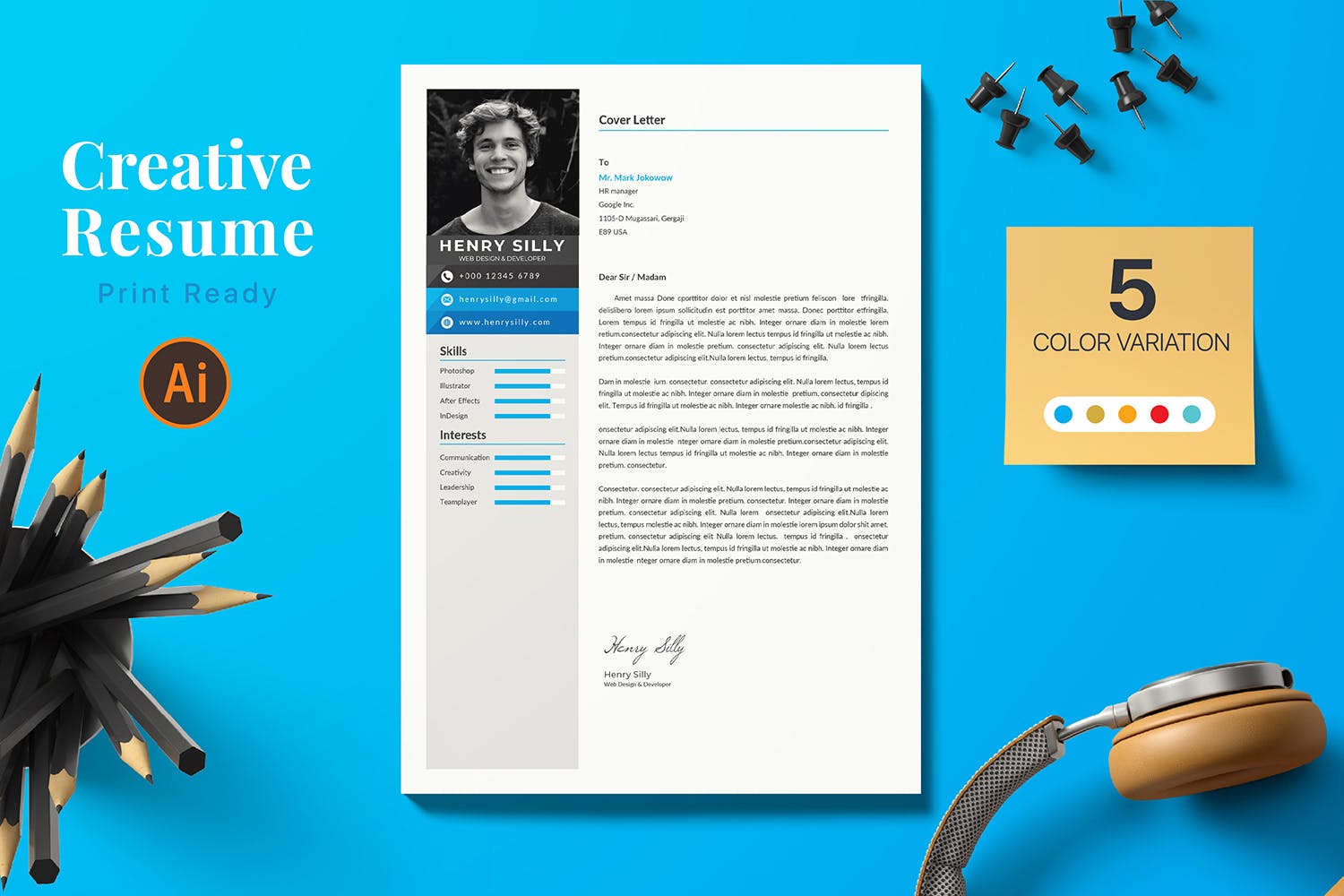 网站设计师&开发工程师简历/介绍信模板 CV Resume插图(1)