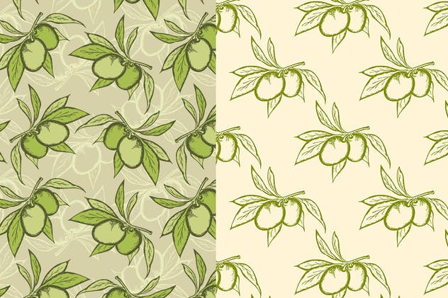 手绘蔬菜无缝图案设计素材 Vegetable Seamless Patterns插图(1)