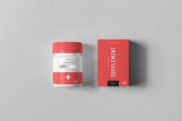 保健品药物罐子&盒子样机模板7 Supplement Jar & Box Mock-up 7插图(10)