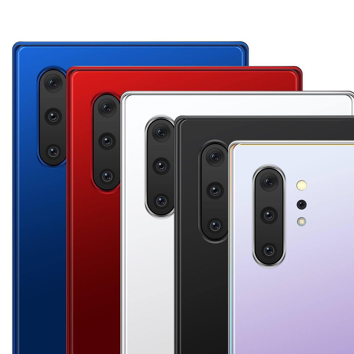 三星智能手机Note 10前视图和后视图样机PSD模板 Note 10 Front and Back Layered PSD MockUps插图(3)