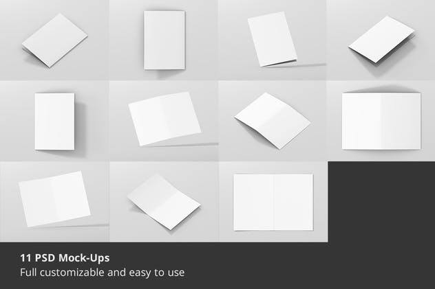 A5双折小册子传单样机模板 A5 Bi-Fold Brochure Mock-Up插图(1)