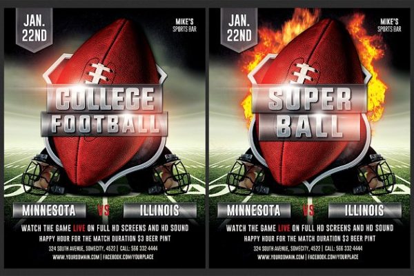 美式足球橄榄球传单模板 American Football Flyer Template