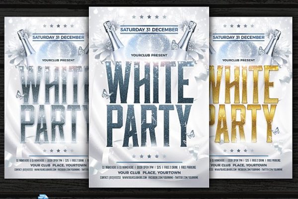 白色活动派对传单模板 White Party Flyer