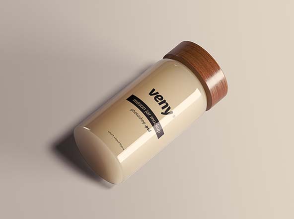 面霜乳液透明玻璃瓶包装外观设计样机 Mason Jar Mockup