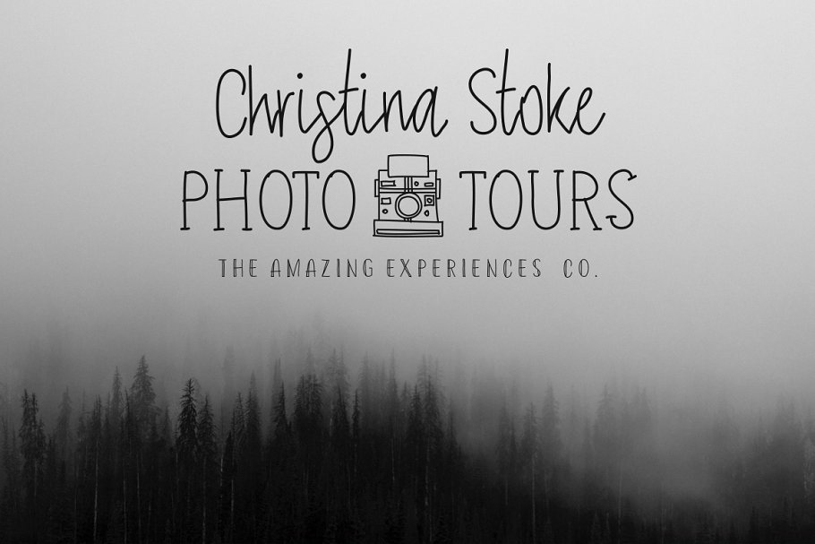 13款手写英文字体合集&Logo模板、矢量插画 Wonderland Fonts Pack & Branding Kit插图(5)