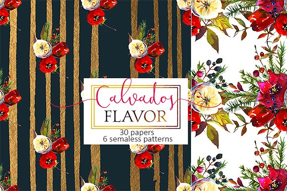 圣诞花饰纸张图案纹理素材 Christmas floral paper pattern pack插图(8)