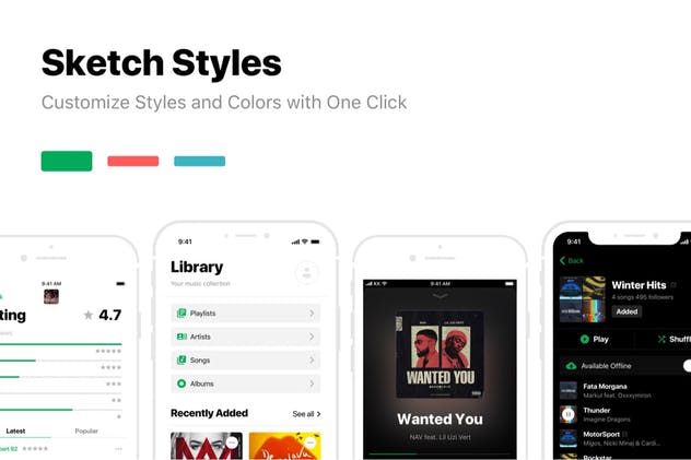 音乐社交APP应用UI设计套件 Heavy UI Kit: Music插图(2)