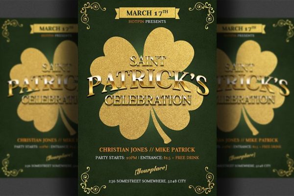 圣帕特里克节派对活动传单模板 Saint Patrick’s Day Flyer Template