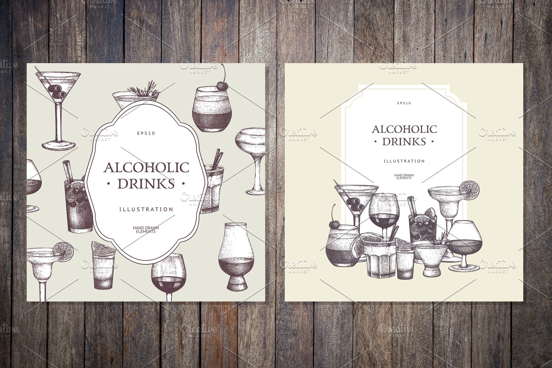 复古手绘酒吧冷饮黑板粉笔画 Vector Bar Menu On Chalkboard插图(3)