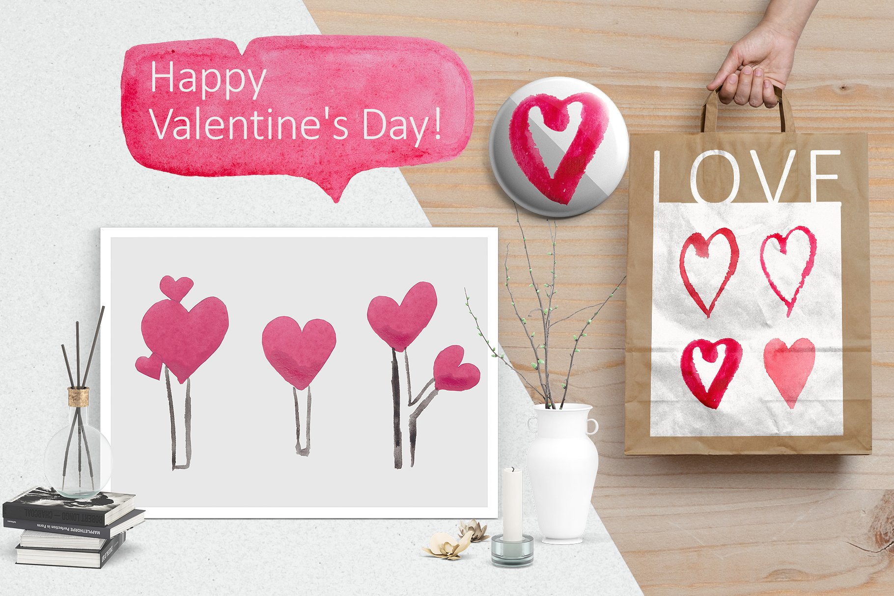 情人节主题的水彩插图素材合辑下载[png,psd]插图(3)