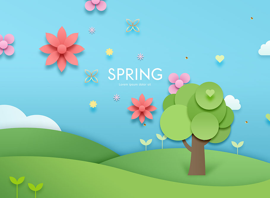 春季创意卡通插画海报模板PSD插图(2)