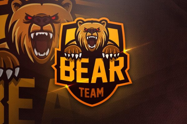 野熊游戏竞技俱乐部战队Logo设计模板 Bear Team – Mascot &amp; Esport Logo