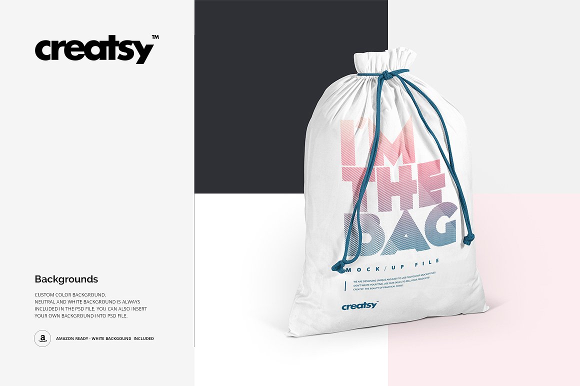 拉绳袋布袋样机模板集合 Drawstring Sack Mockup Set插图(3)