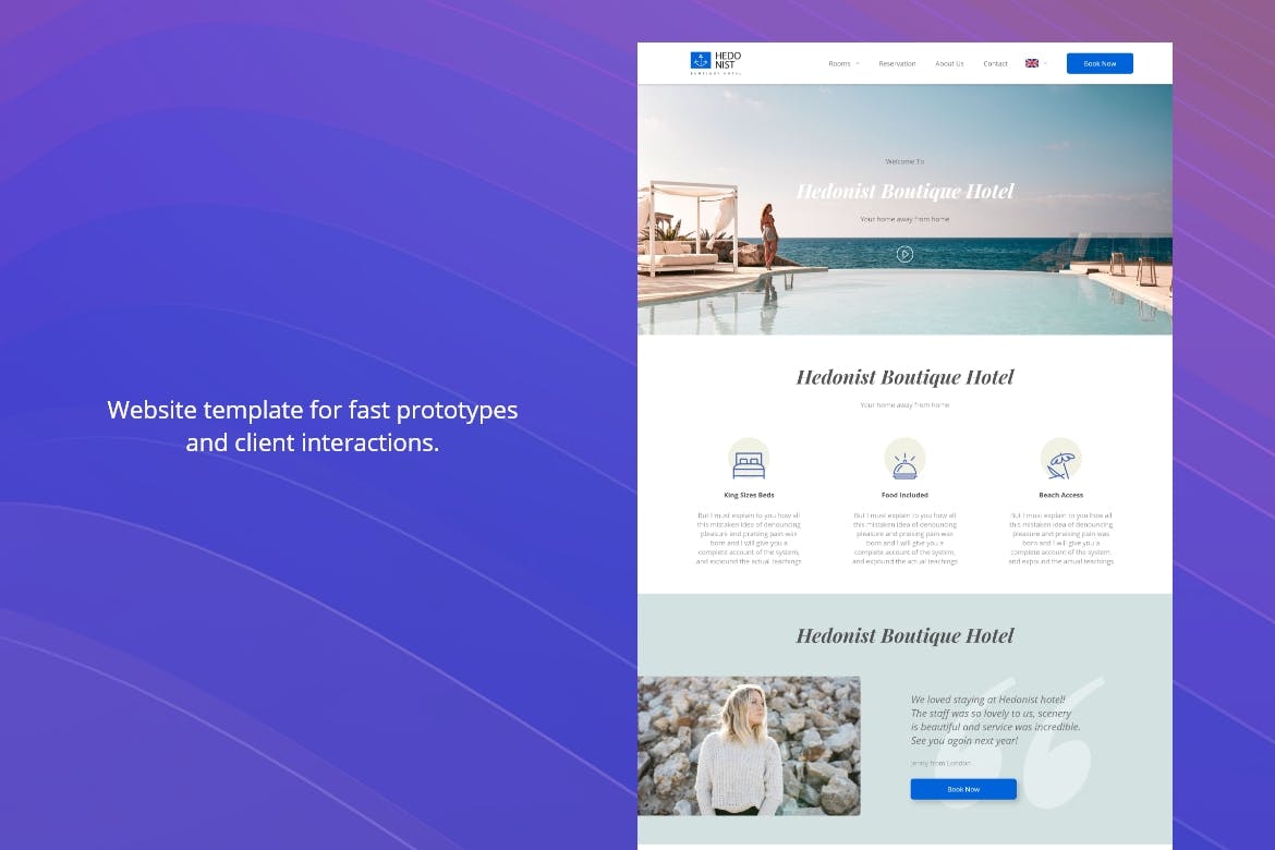 酒店品牌网站设计XD模板 Hotel Website Template插图(2)