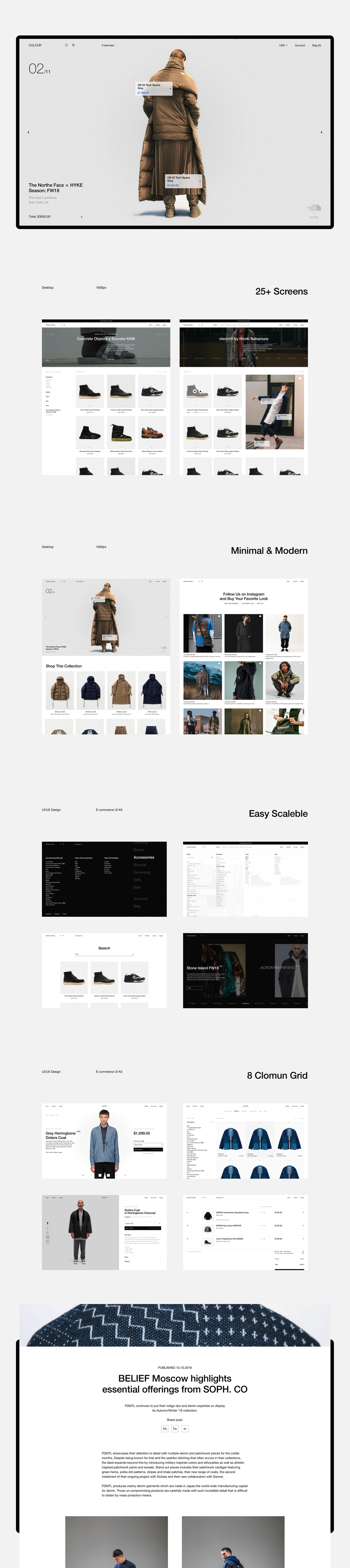 素材库下午茶：一套高端时尚的服装电商网站模板下载 [For Sketch]