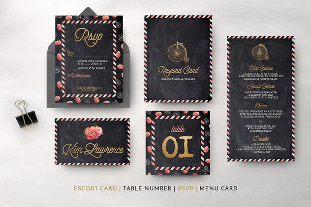 复古旅行婚礼请柬邀请函套装模板 Vintage Travel Wedding Suite插图(15)