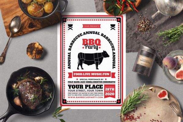 BBQ烧烤派对聚会活动海报设计模板 BBQ Party