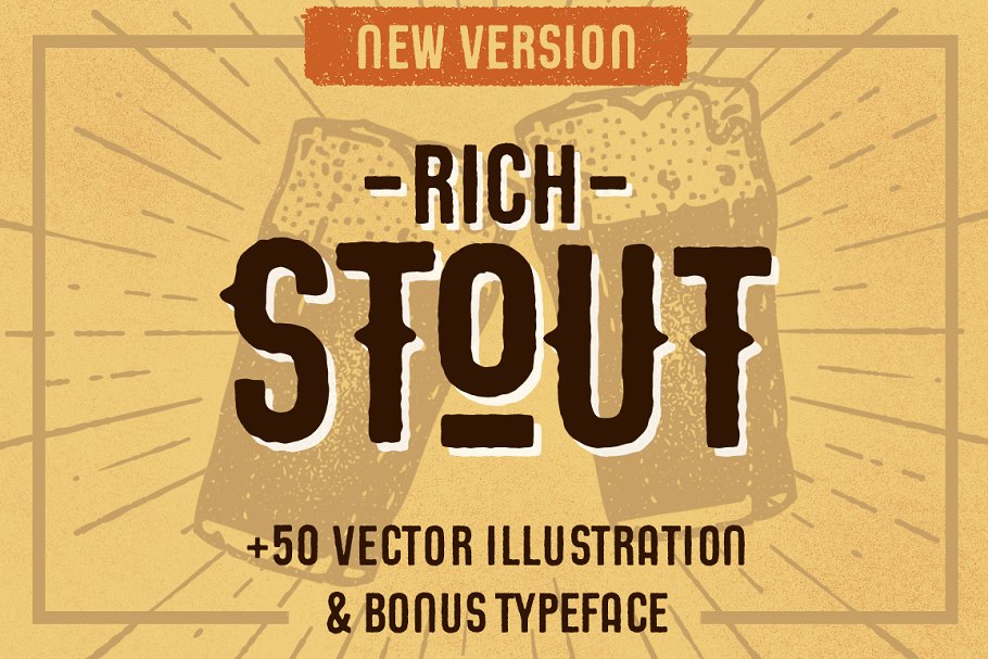 复古英文字体+50矢量对象 STOUT • New Version!插图