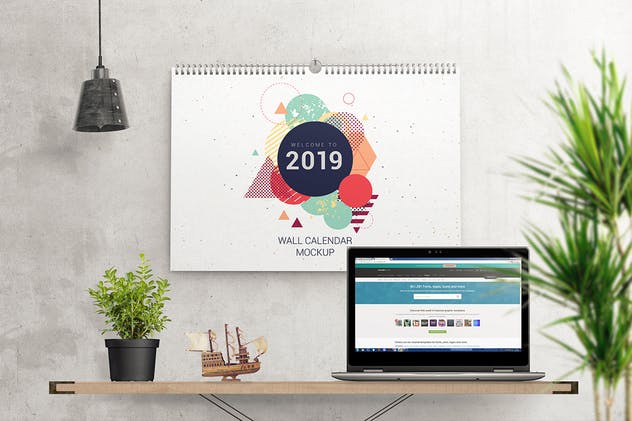 挂墙活页挂历日历样机模板 Wall Calendar Mockups插图(4)