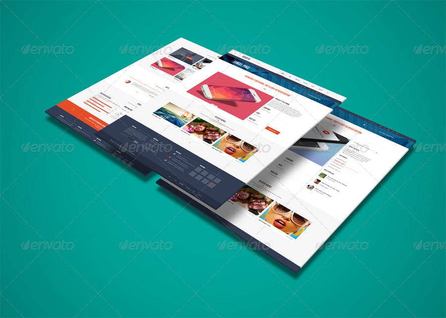 网站界面设计截图3D预览样机模板v3 3D Web Presentation Mockup (V3)插图(3)