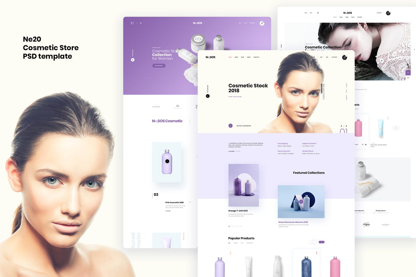 化妆品网上商城PSD设计模板 Ne20 – Cosmetic store Ecommerce PSD template插图