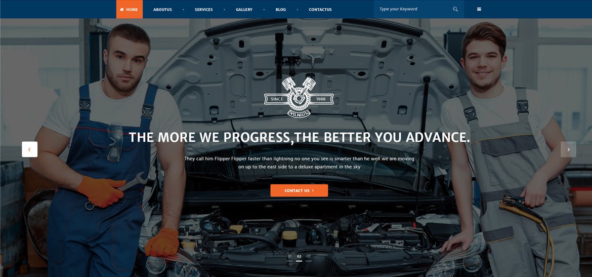 汽车维修企业官方设计PSD模板 Vilnius : Car Repair PSD Template插图(1)