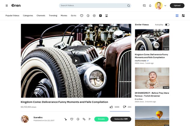 视频分享网站设计PSD模板下载 Oren – Video Sharing Website PSD Template插图(4)