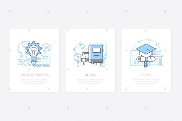 创意互联网线条艺术图标插画素材 Creative process, innovative thinking icons