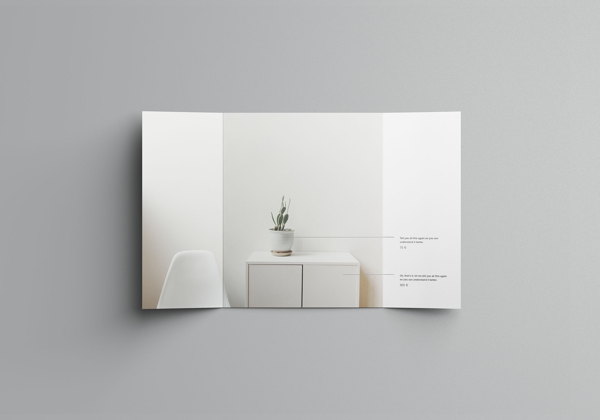 单门折叠宣传册印刷效果图样机 Single Gatefold Brochure Mockup插图(3)